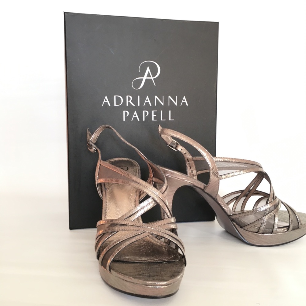 Silver/pewter high heel sandals Adrianna Papell